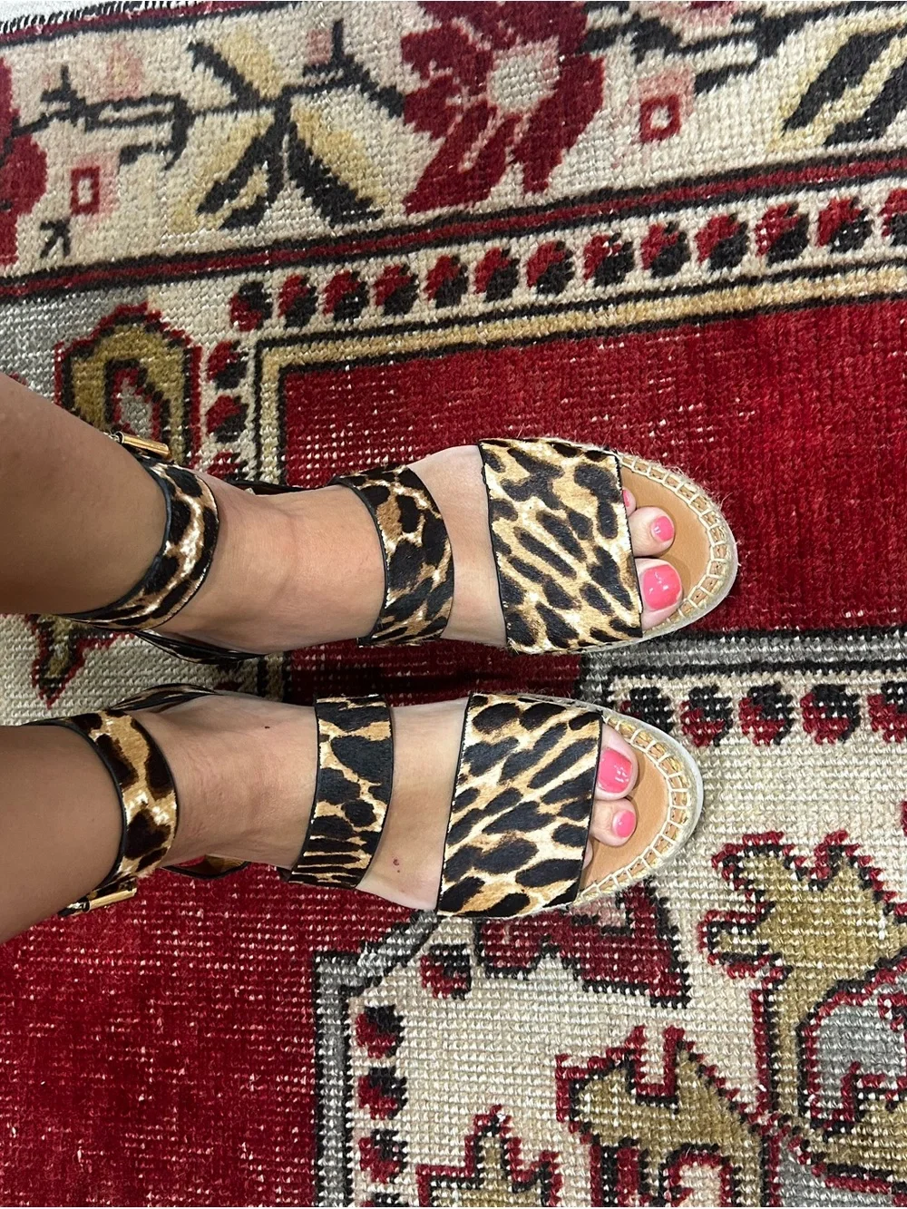 SARTO Leopard Print Espadrille Platform Sandals (Rare)